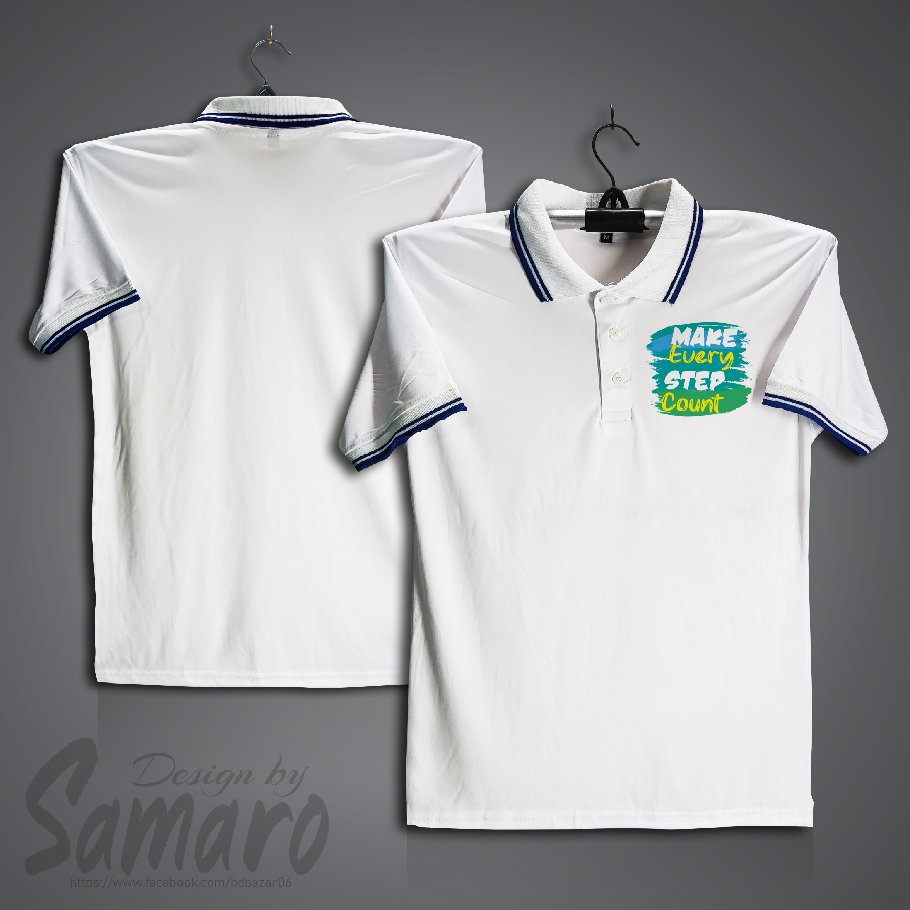 Picture of Make Every Step Count Short Sleeve Polo Jersey For Men - PP Micro Polo T Shirt For Men - Make Every Polo Jersey