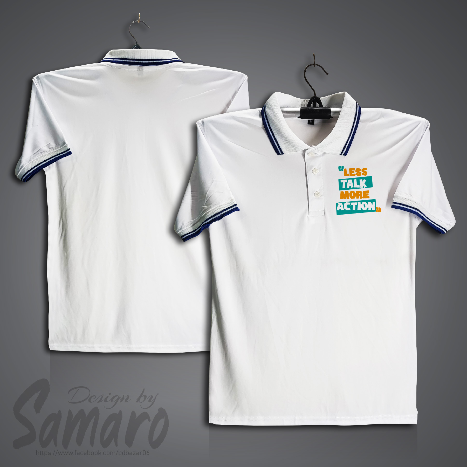 Picture of Less Talk More Action Short Sleeve Polo Jersey For Men - PP Micro Polo T Shirt For Men - Less Talk Polo Jersey