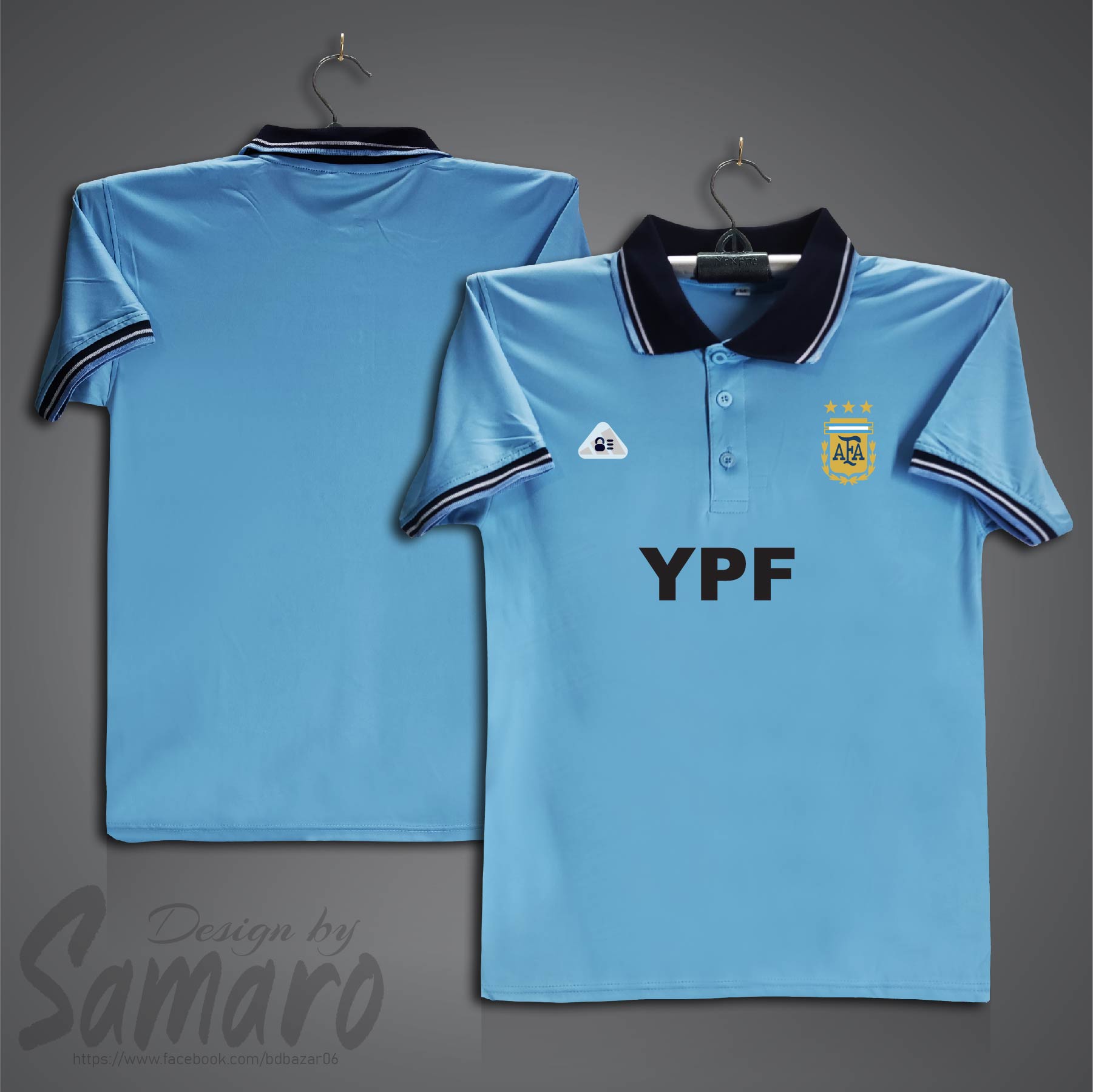Picture of Argentina Training Short Sleeve Polo Football Jersey For Men - PP Micro Collar Polo Jersey - Argentina Training Jersey 2025-2026