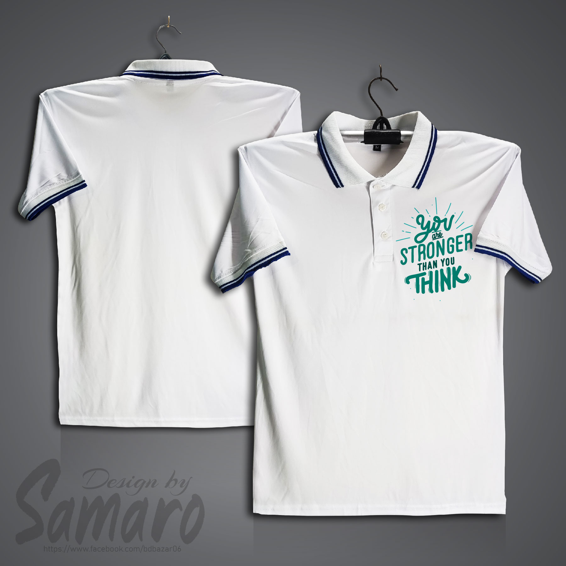 Picture of You are Stronger Short Sleeve Polo Jersey For Men - PP Micro Polo T Shirt For Men - Stronger Polo Jersey