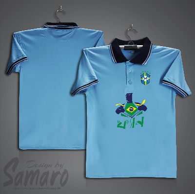 Picture of Brazil Short Sleeve Polo Football Jersey For Men - PP Micro Collar Polo Jersey - Brazil Fan Jersey