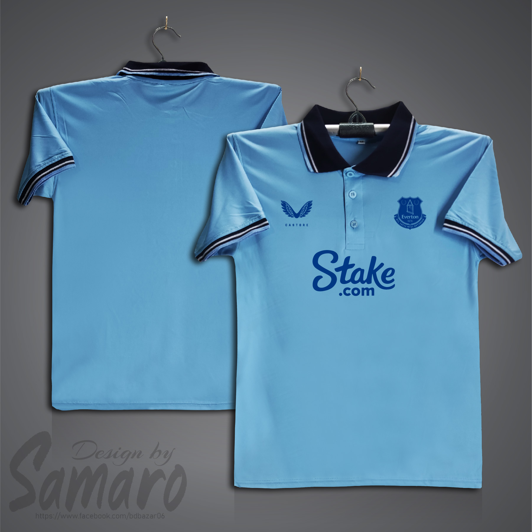 Picture of Everton Short Sleeve Polo Football Jersey For Men - PP Micro Polo t shirt - Everton Jersey