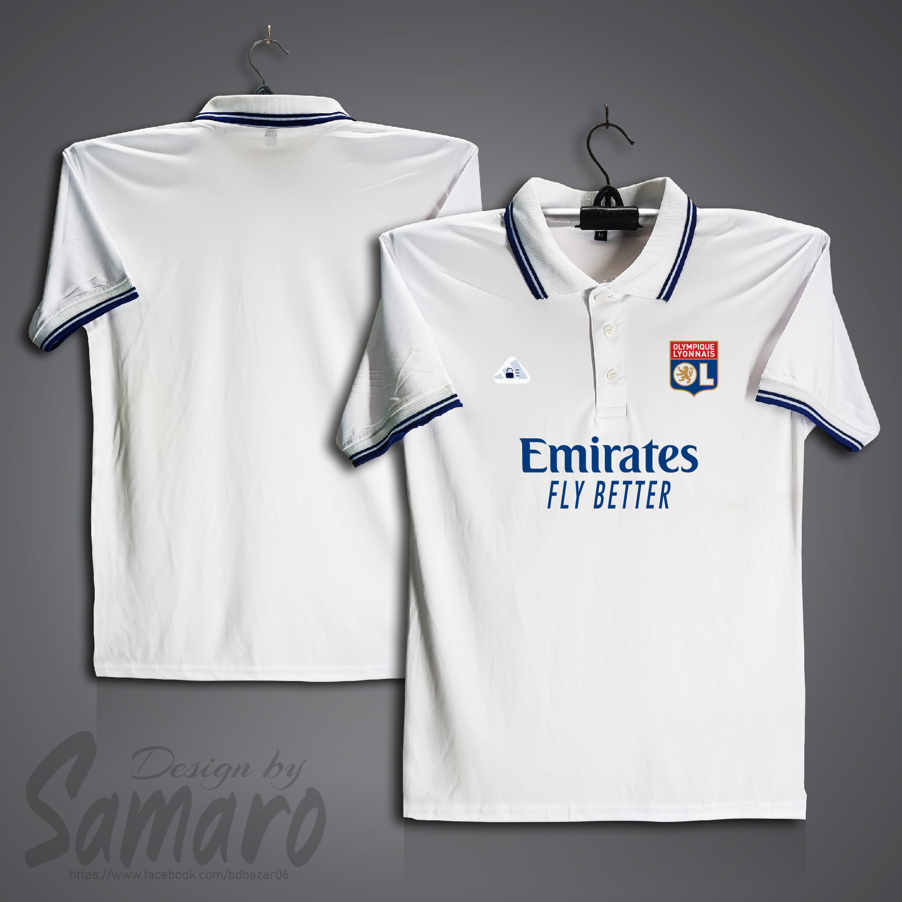 Picture of Olympique Lyonnais Short Sleeve Polo Football Jersey For Men - PP Micro Polo t shirt - Olympique Lyon Jersey