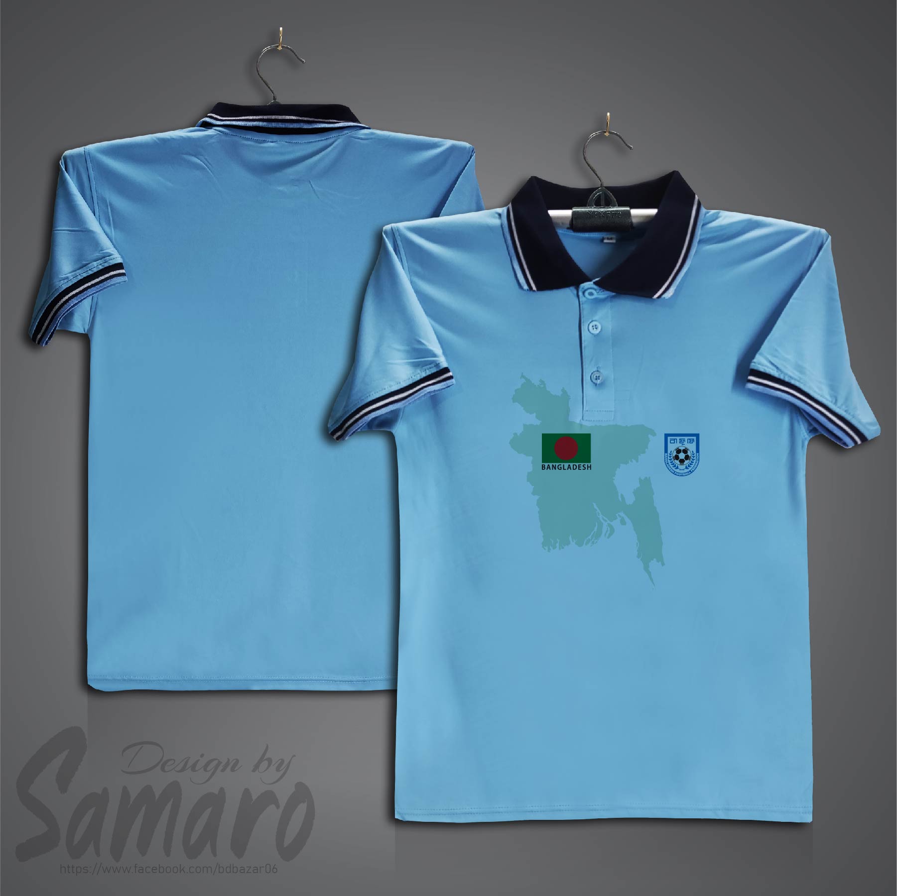 Picture of B-d Map Short Sleeve Polo Football Jersey For Men - PP Micro Collar Polo Jersey - Banglades Fan Football Jersey