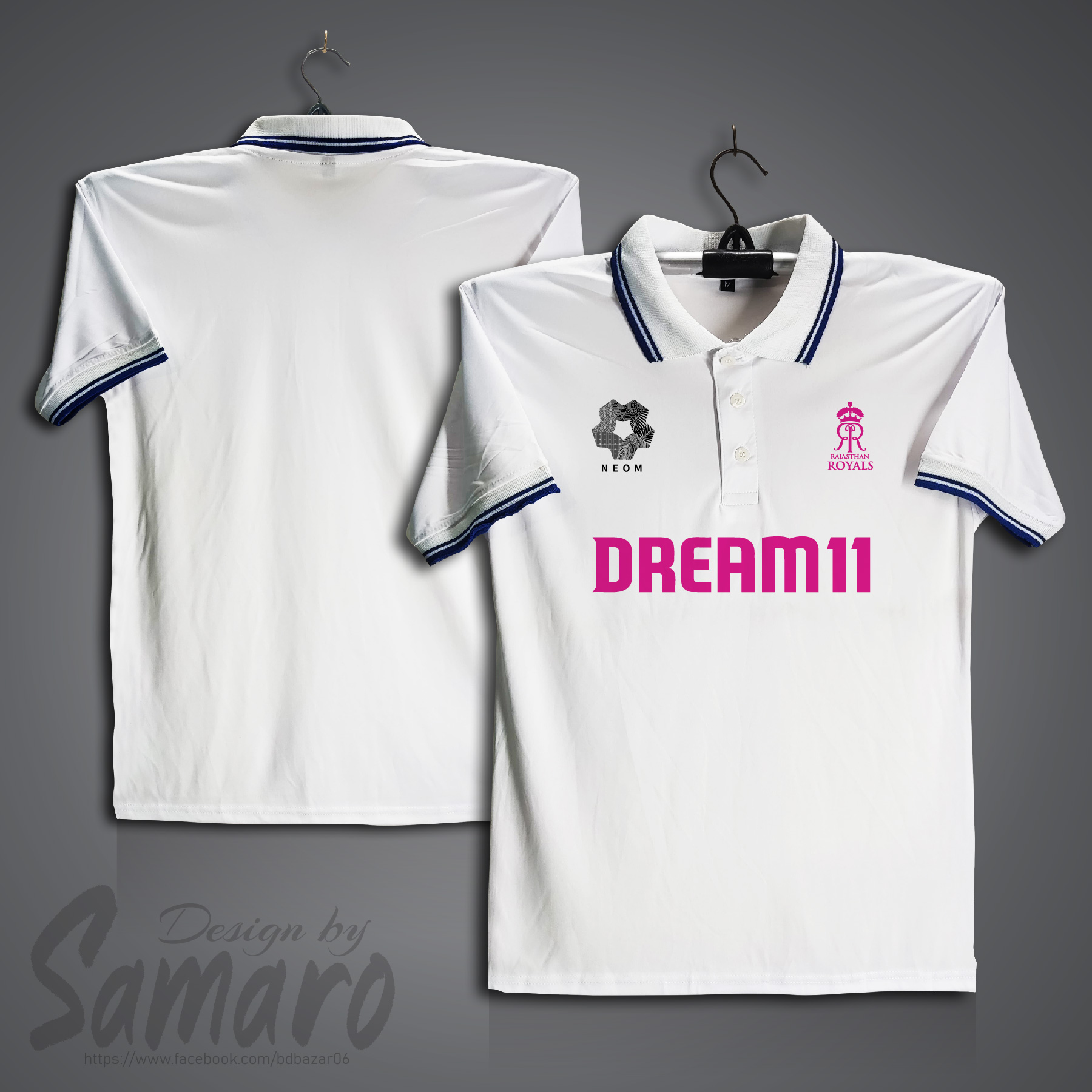 Picture of Rajasthan Royals Short Sleeve IPL Polo Cricket Jersey For Men - PP Micro IPL Polo Jersey - RR IPL Jersey