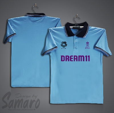 Picture of Rajasthan Royals Short Sleeve IPL Polo Cricket Jersey For Men - PP Micro IPL Polo Jersey - RR IPL Jersey