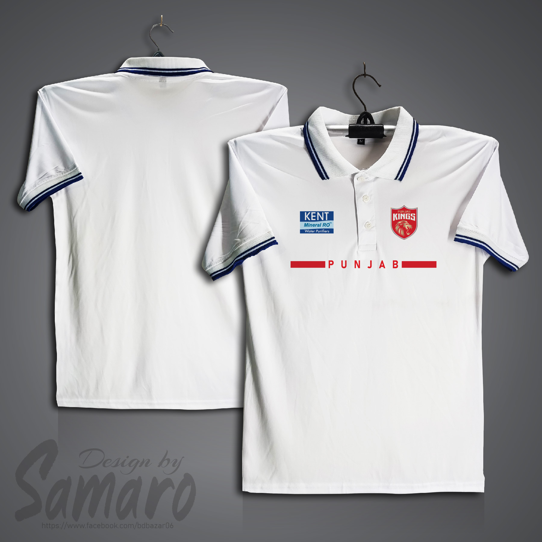 Picture of Punjab Kings Short Sleeve IPL Polo Cricket Jersey For Men - PP Micro IPL Polo Jersey - PK IPL Jersey