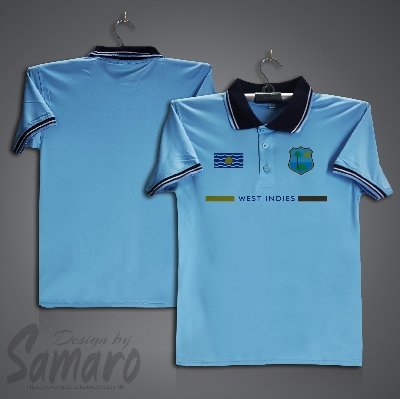 Picture of West Indies Short Sleeve Polo Cricket Jersey For Men - PP Micro Collar Polo Jersey - West Indies Cricket Jersey