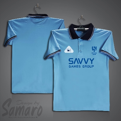 Picture of Al Hilal Short Sleeve Polo Football Jersey For Men - PP Micro Collar Polo Jersey - Al-Hilal Jersey