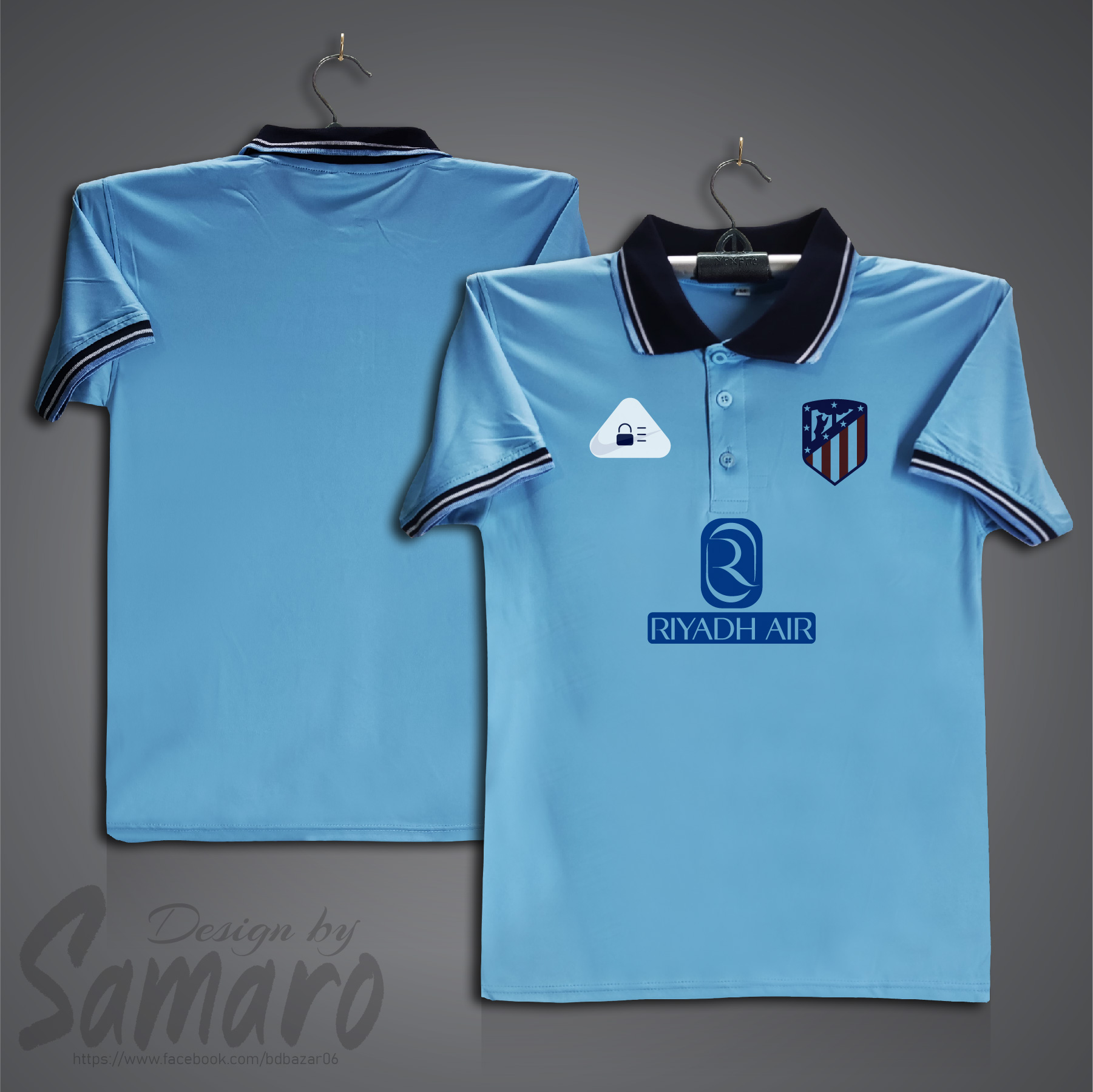 Picture of Atletico Madrid Short Sleeve Polo Football Jersey For Men - PP Micro Polo t shirt - Atletico Madrid Jersey