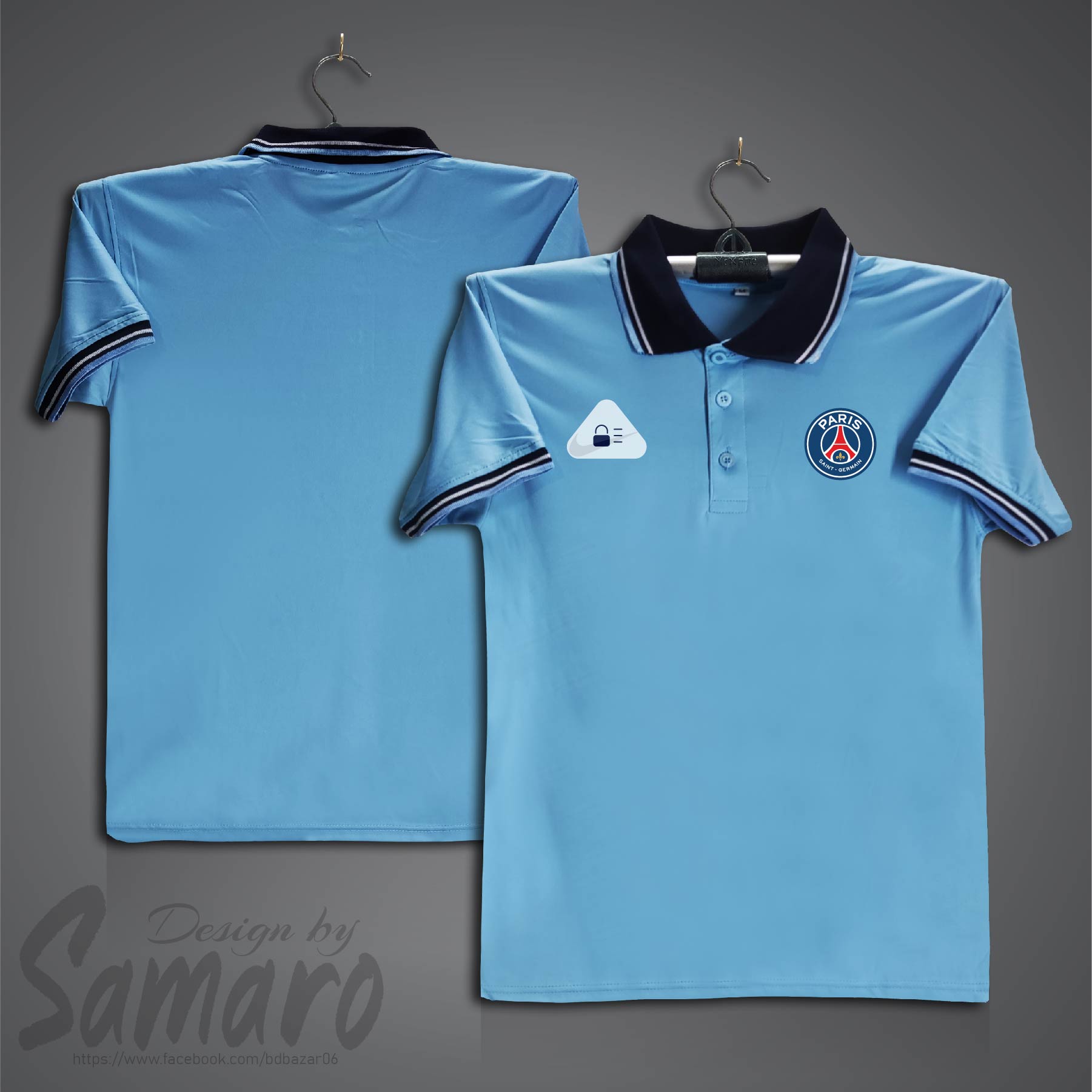 Picture of PSG Short Sleeve Polo Football Jersey For Men - PP Micro Collar Polo Jersey - PSG Jersey