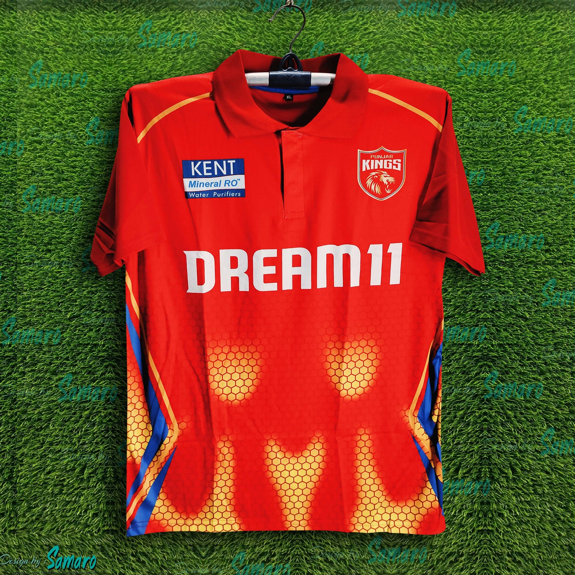 Picture of Punjab Kings Short Sleeve Collar IPL Jersey For Men - PK Half Sleeve Polo IPL Jersey - Punjab Jersey 2025