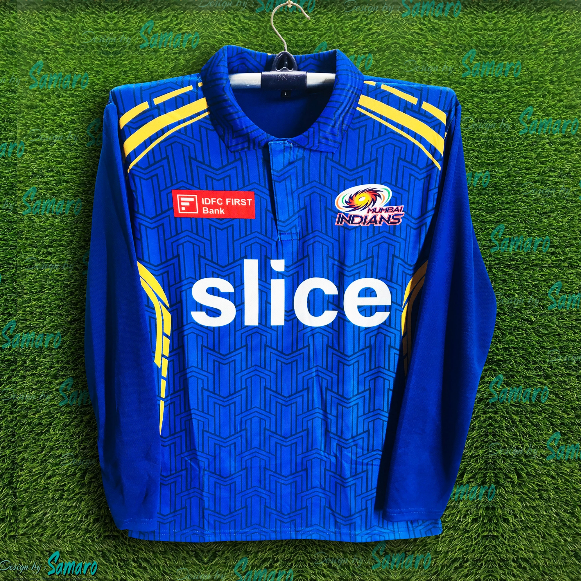 Picture of Mumbai Full Sleeve Polo IPL Cricket Jersey For Men - Mi Long Sleeve IPL Jersey - Mumbai Jersey 2025