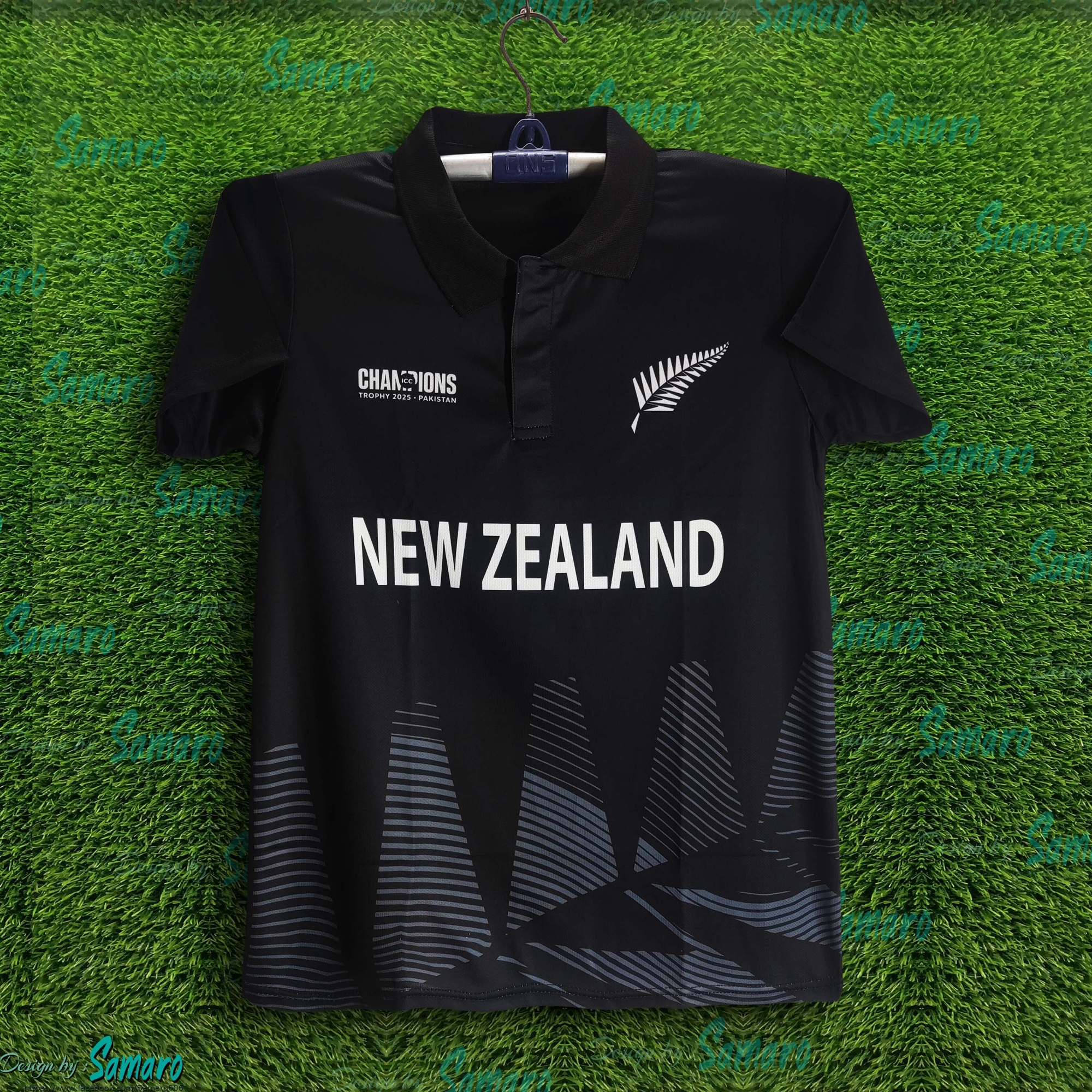 Picture of New Zealand Champions Trophy Jersey For Man - Short Sleeve Polo T Shirt - New Zealand Cricket Jersey 2025-26