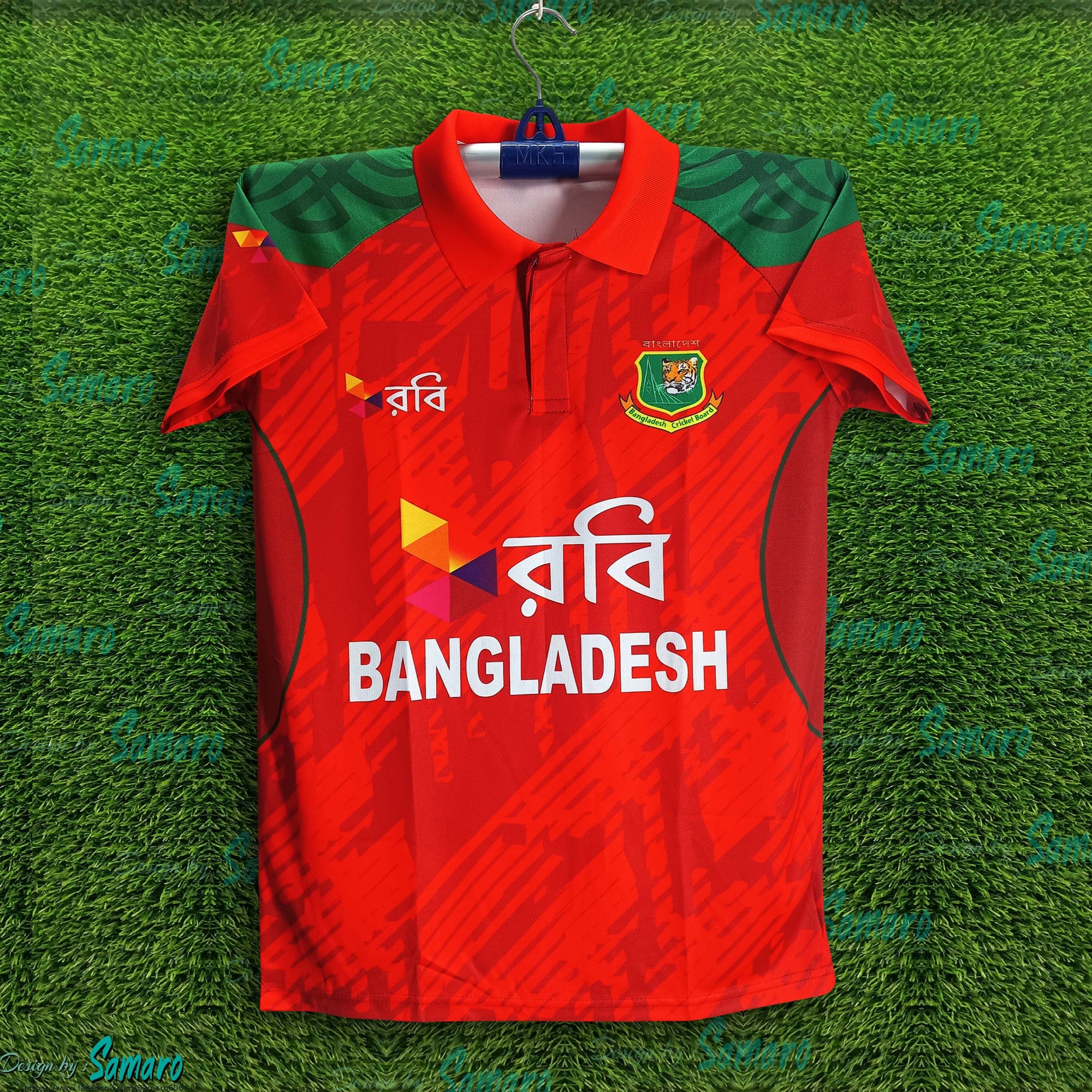 Picture of Bangladesh ODI Short Sleeve Collar Polo Cricket Jersey For Men - allover print jersey - Bangladesh Cricket Jersey 2025-26