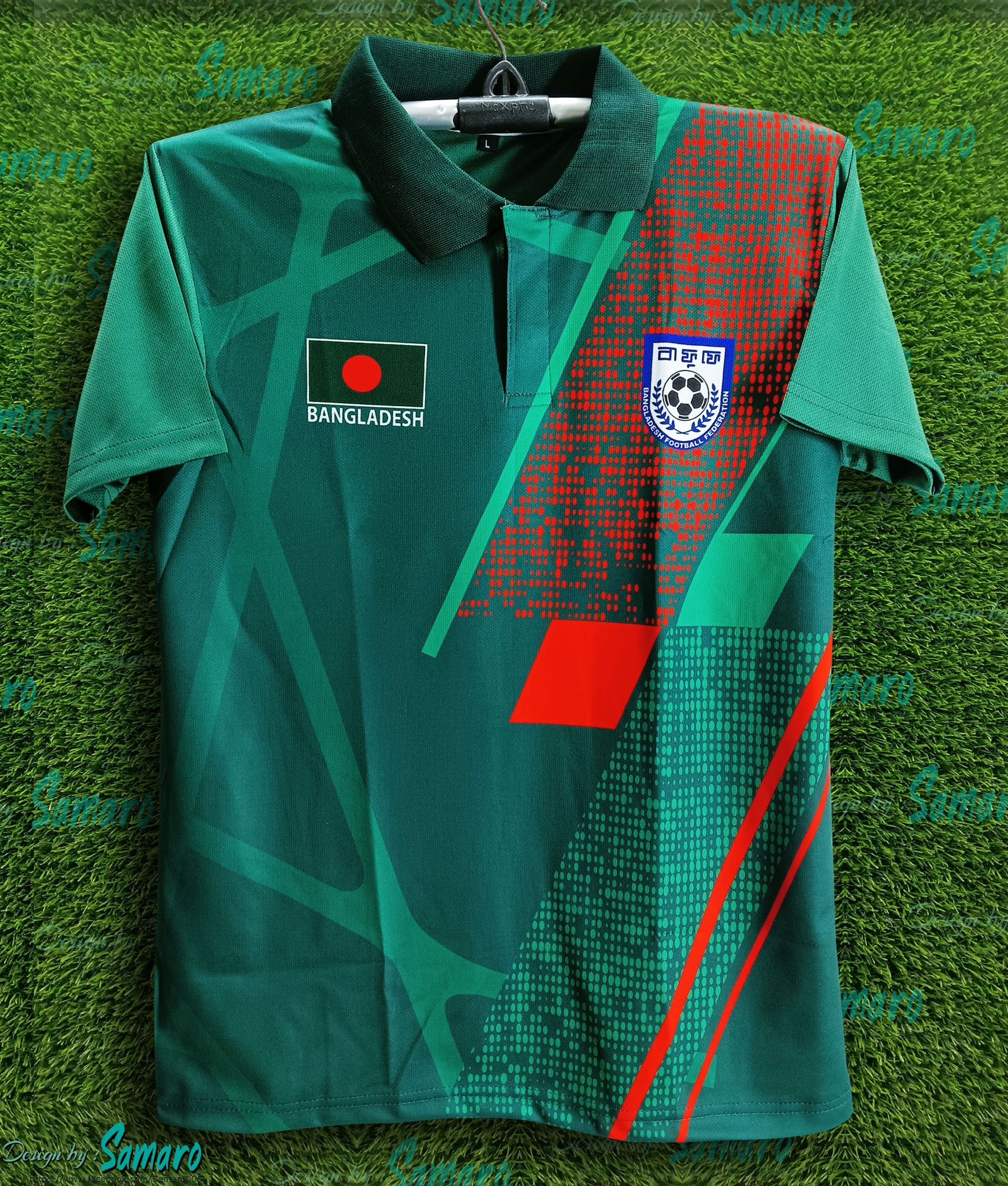 Picture of B-d Short Sleeve Collar Football Jersey for Man - Half Sleeve Polo - Bangladesh Fan Jersey