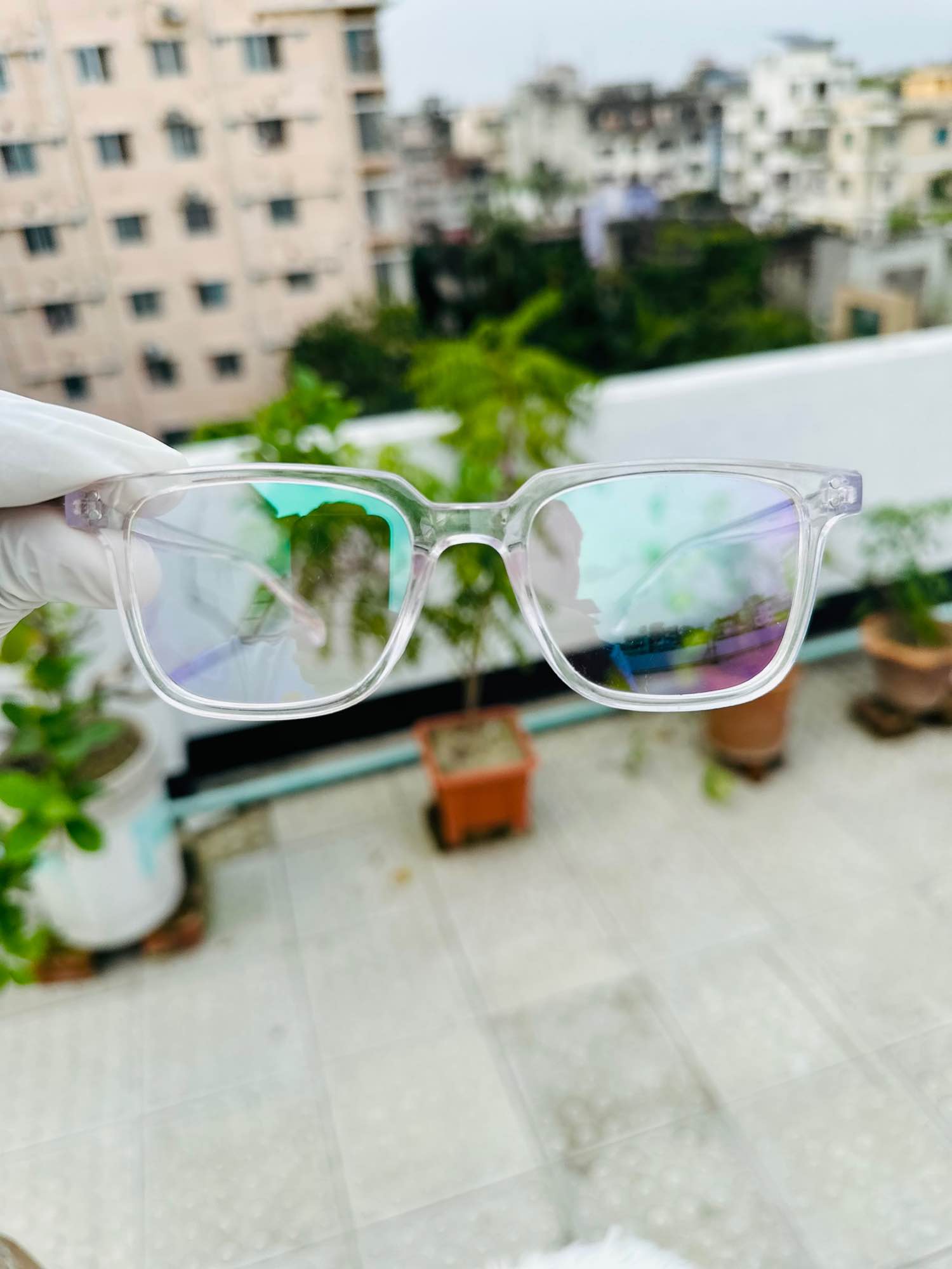 Picture of Full white anti reflective glasss with frame