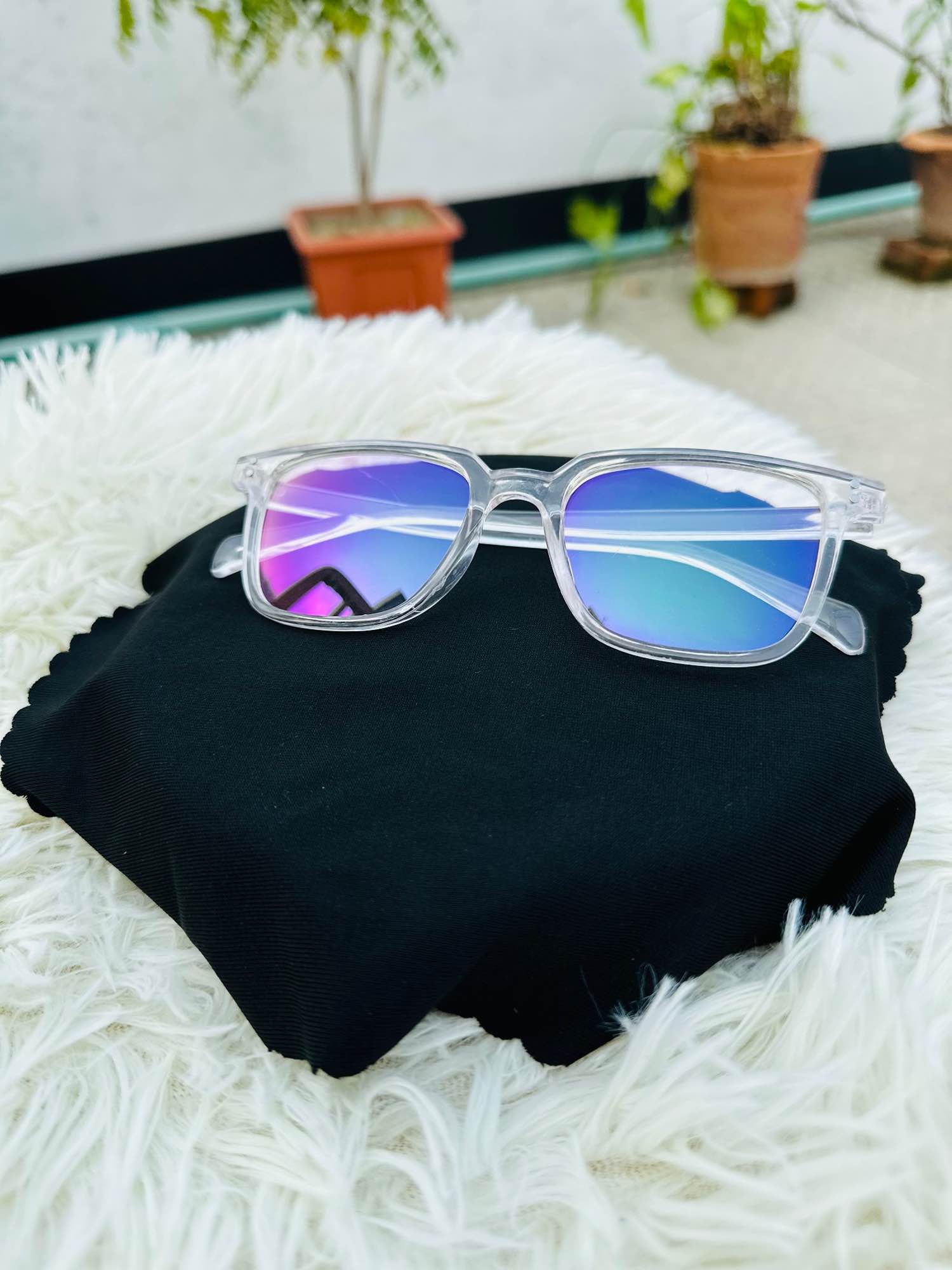 Picture of Full white eyewear frame unisex with anti reflective glass computer mobile light protection