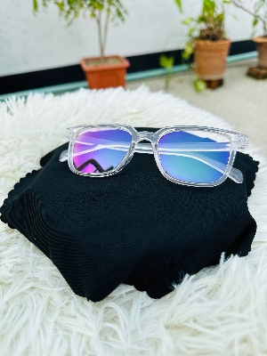 Picture of Full white eyewear frame unisex with anti reflective glass computer mobile light protection