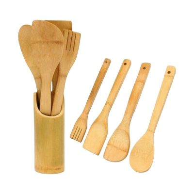 Picture of Bamboo Cooking Spoon 4 pieces set with Holder