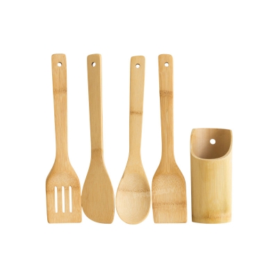 Picture of Bamboo Cooking Spoon 4 pieces set with Holder
