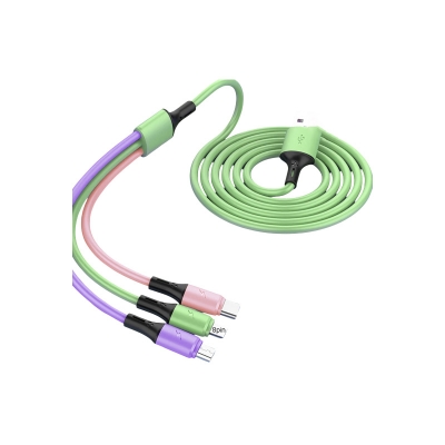 Picture of 3 IN 1 USB Cable 5A Fast Charging Universal USB Charger Cable for iPhone Type-C Android Micro USB Charging Liquid Silicone Accessories One Wire for Charging Three Device Donglai