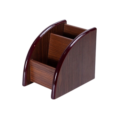 Picture of Wooden Rotating Pen Stand & Card Holder Stationery Desk Organizer and Mobile Holder