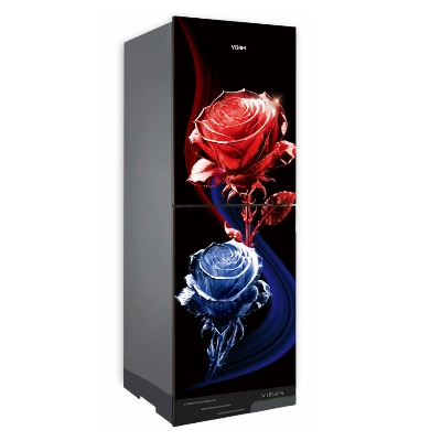 Picture of VISION Glass Door Top Mount Refrigerator RE-240 Liter Crystal Rose Flower
