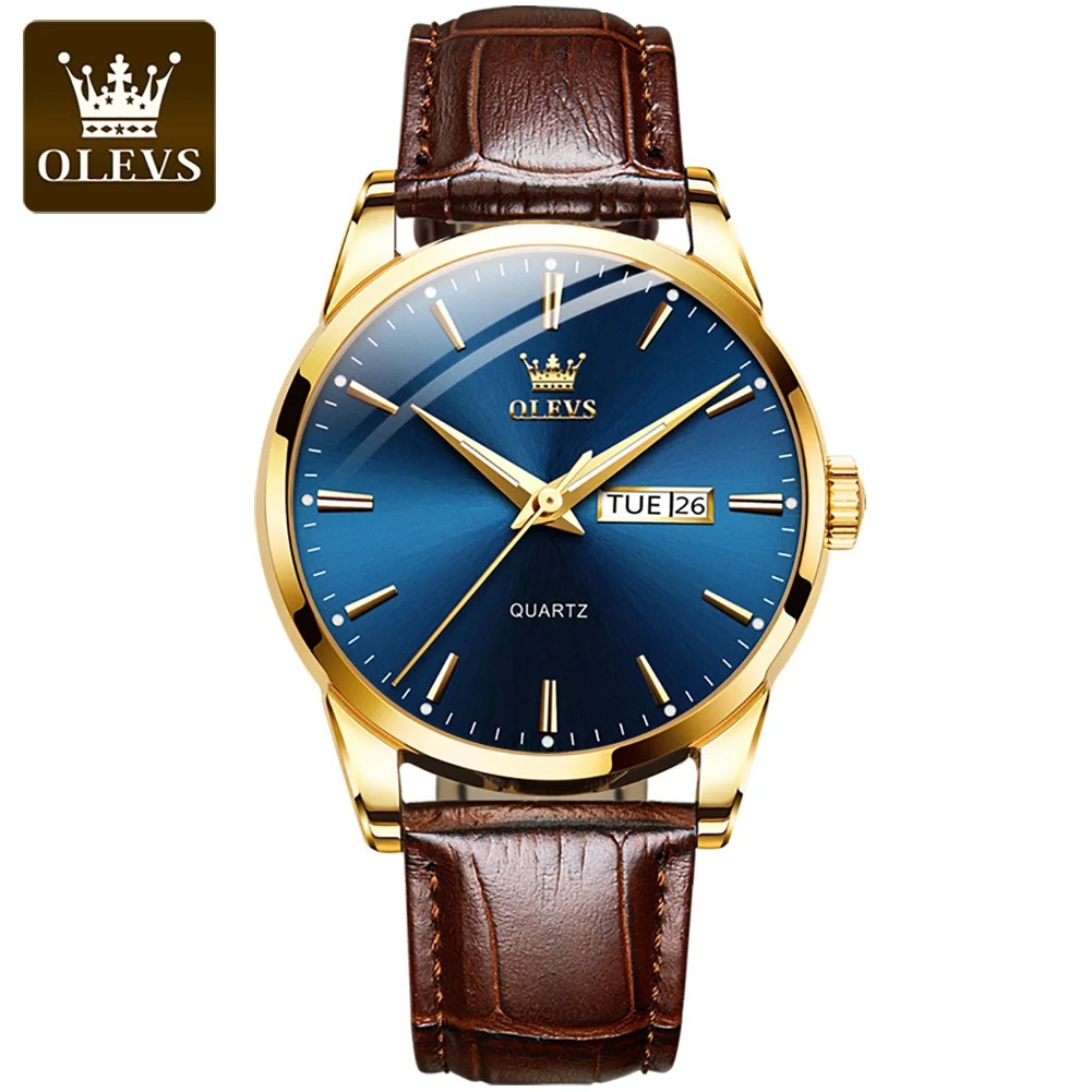 Picture of Fashionable Leather Analog Wrist Watches for Men Black & Brown