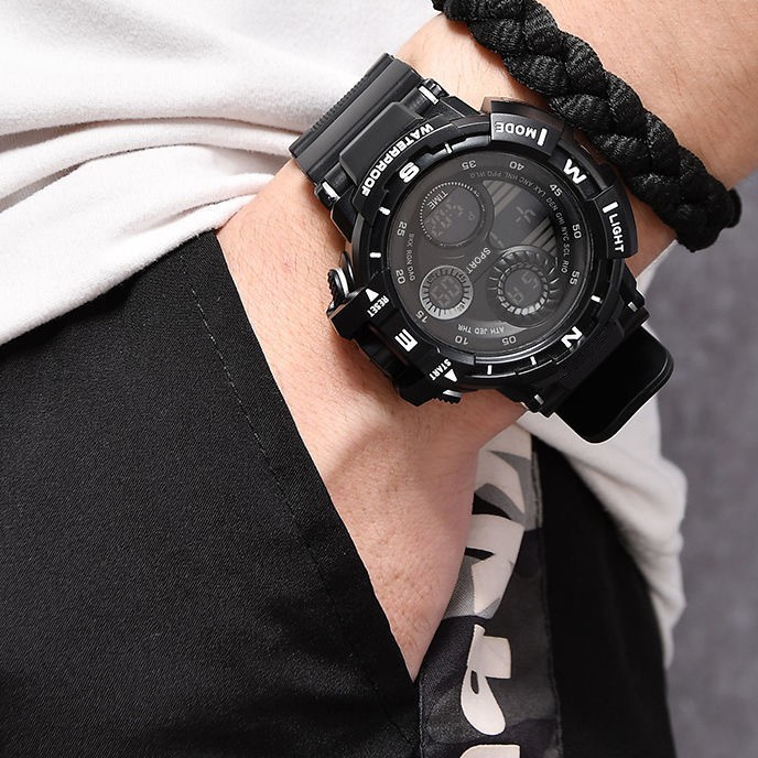 Picture of Fashion Multi-dial Watch For Men Digital LED Repeater Male Wrist Watches Outdoor Sport Black Digital Clock  , Watch For Men