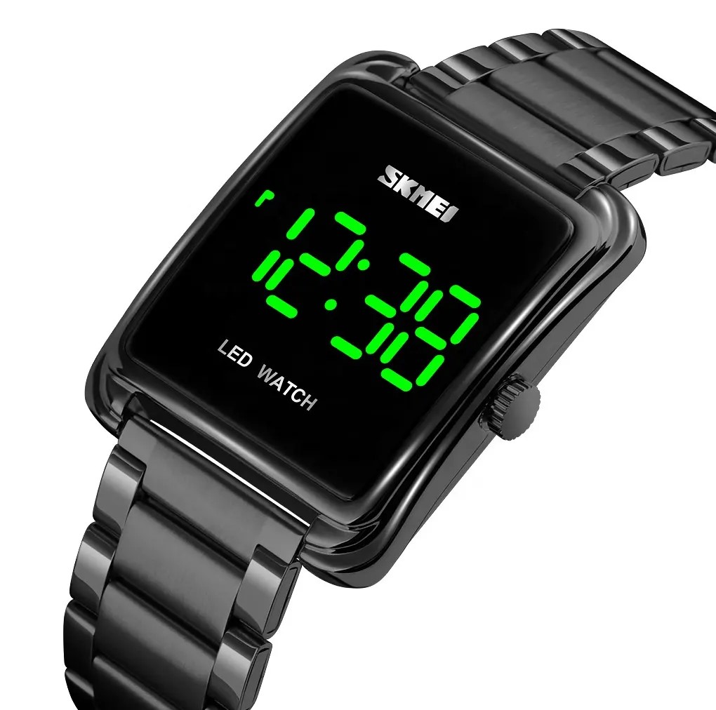 Picture of SKMEI 1505 Men Digital Sport Watches Rectangle Gold Wristwatch for Male LED Stopwatch Touch Watch For men