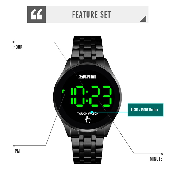 Picture of SKMEI Touch Men Digital Watch Fashion Touch Screen Steel Wristwatch Male Gifts Watches