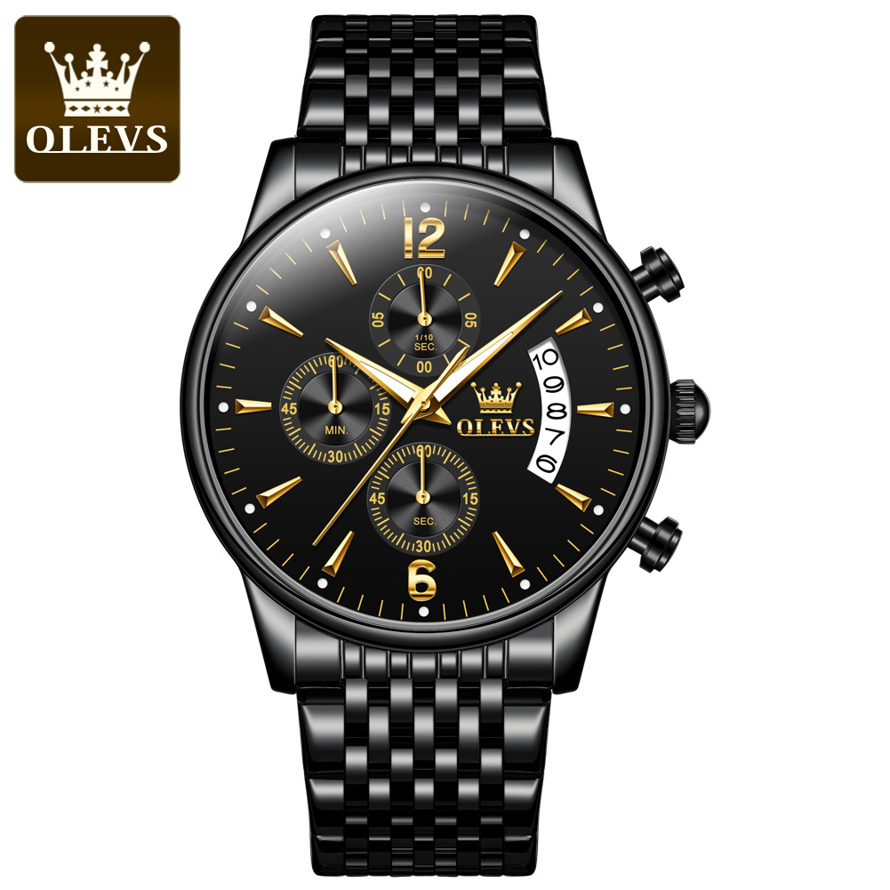 Picture of 2867 Olevs branded Wrist Watch Waterproof Large Golden Man Watch Steel Men's Fashion Watches