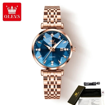 Picture of OLEVS 5536 Quartz Luxury Diamond-shapedWatch For Women, Stainless Steel Strap Waterproof Fashion Women Wristwatches Calendar
