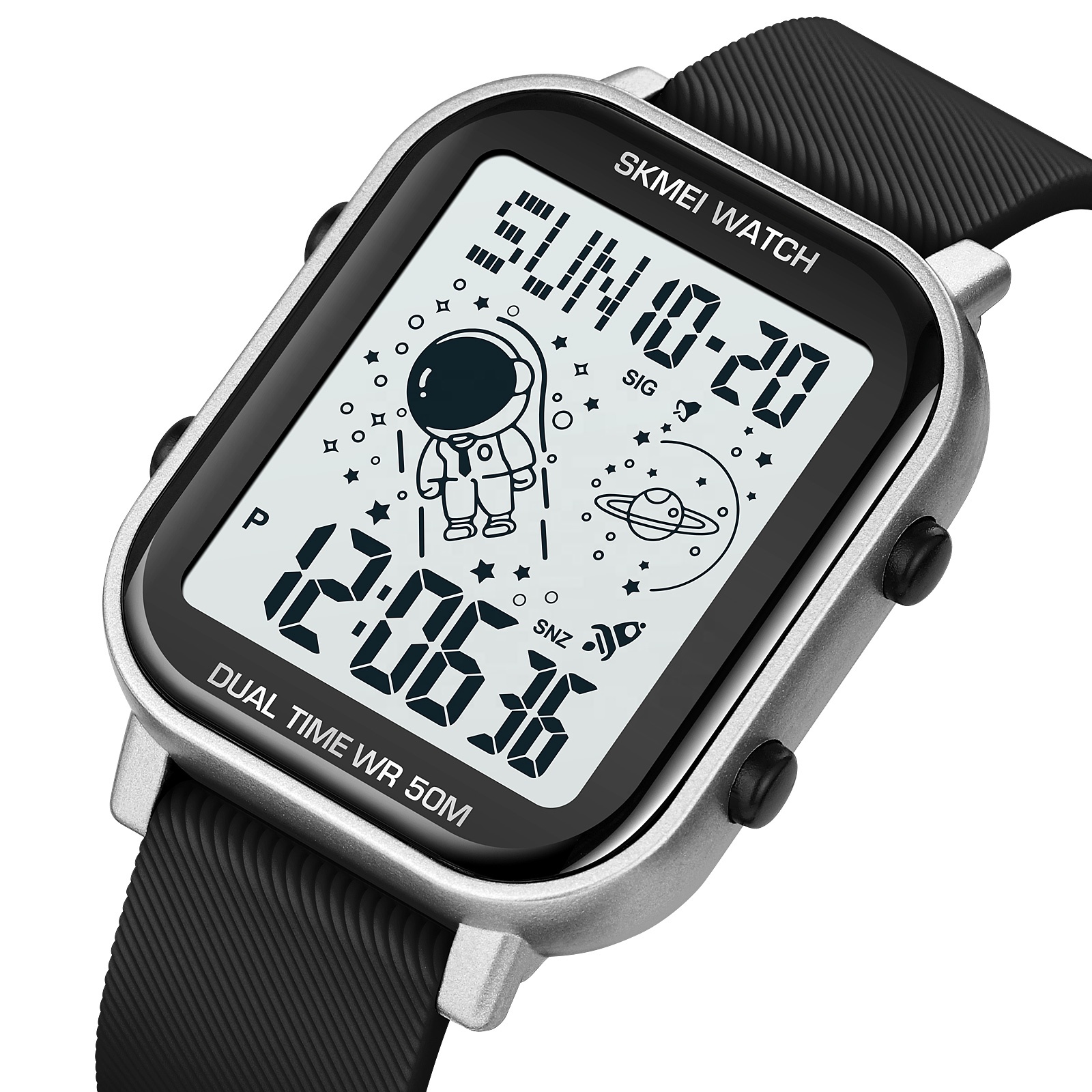 Picture of SKMEI 1971 Fashion Square Silicone Strap Led Digital Watch Waterproof Wristwatch