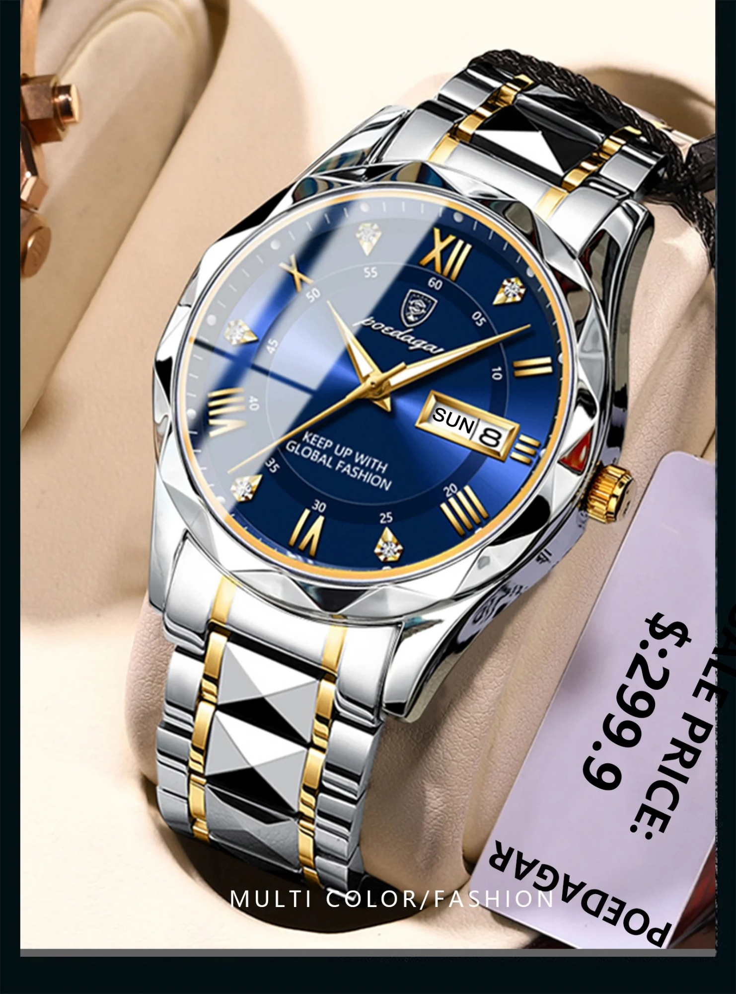 Picture of POEDAGAR Mens Quartz Watches Waterproof Luminous Dial Men Fashionable Wristwatches Sports Stainless Steel Watch P615