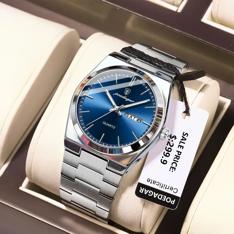 Picture of POEDAGAR 930 Luxury Watch For Men Waterproof Luminous Date Week Stainless Steel Men Watch Casual Quartz Men's Watch- Watch For Men