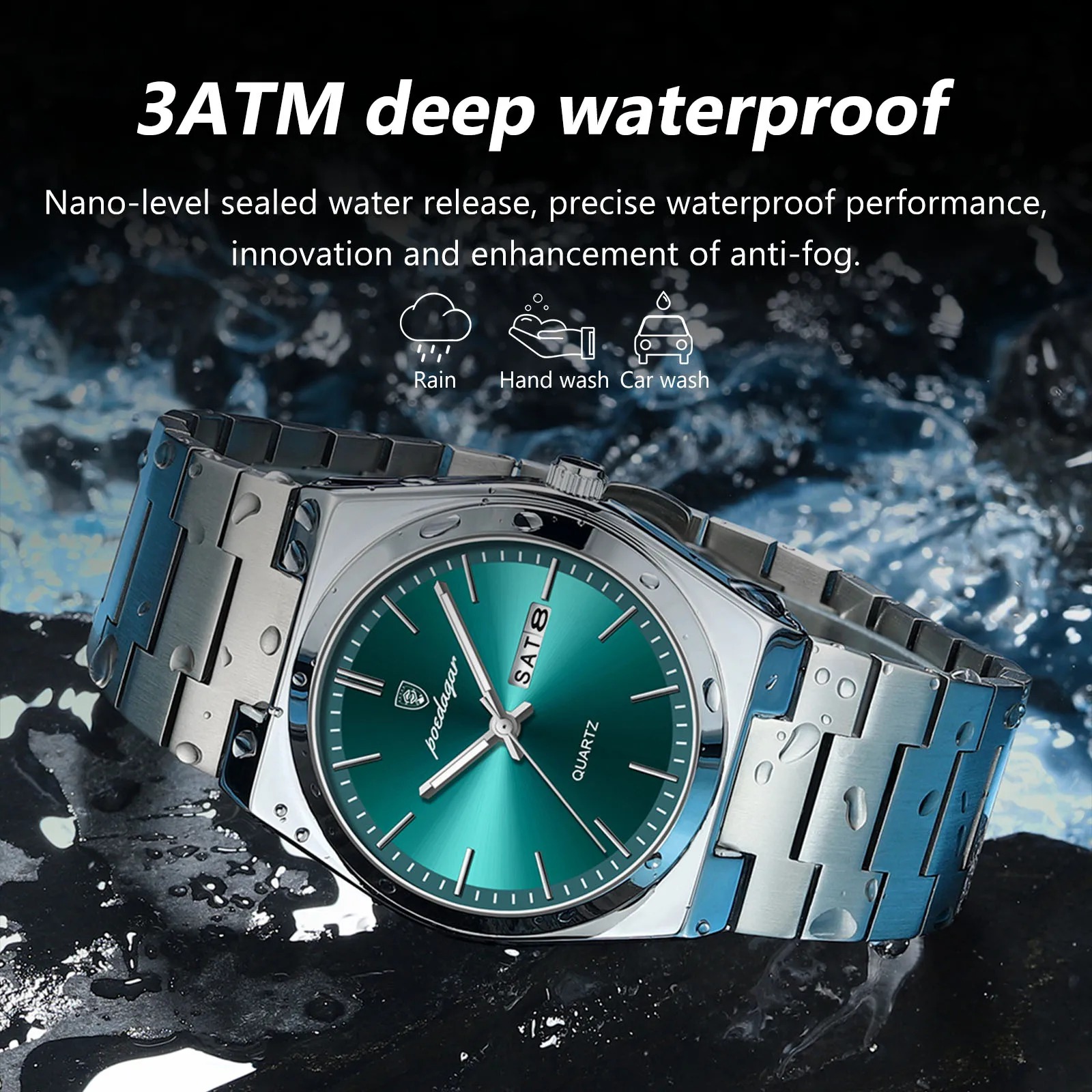Picture of POEDAGAR 930 Luxury Watch For Men Waterproof Luminous Date Week Stainless Steel Men Watch Casual Quartz Men's Watch- Watch For Men