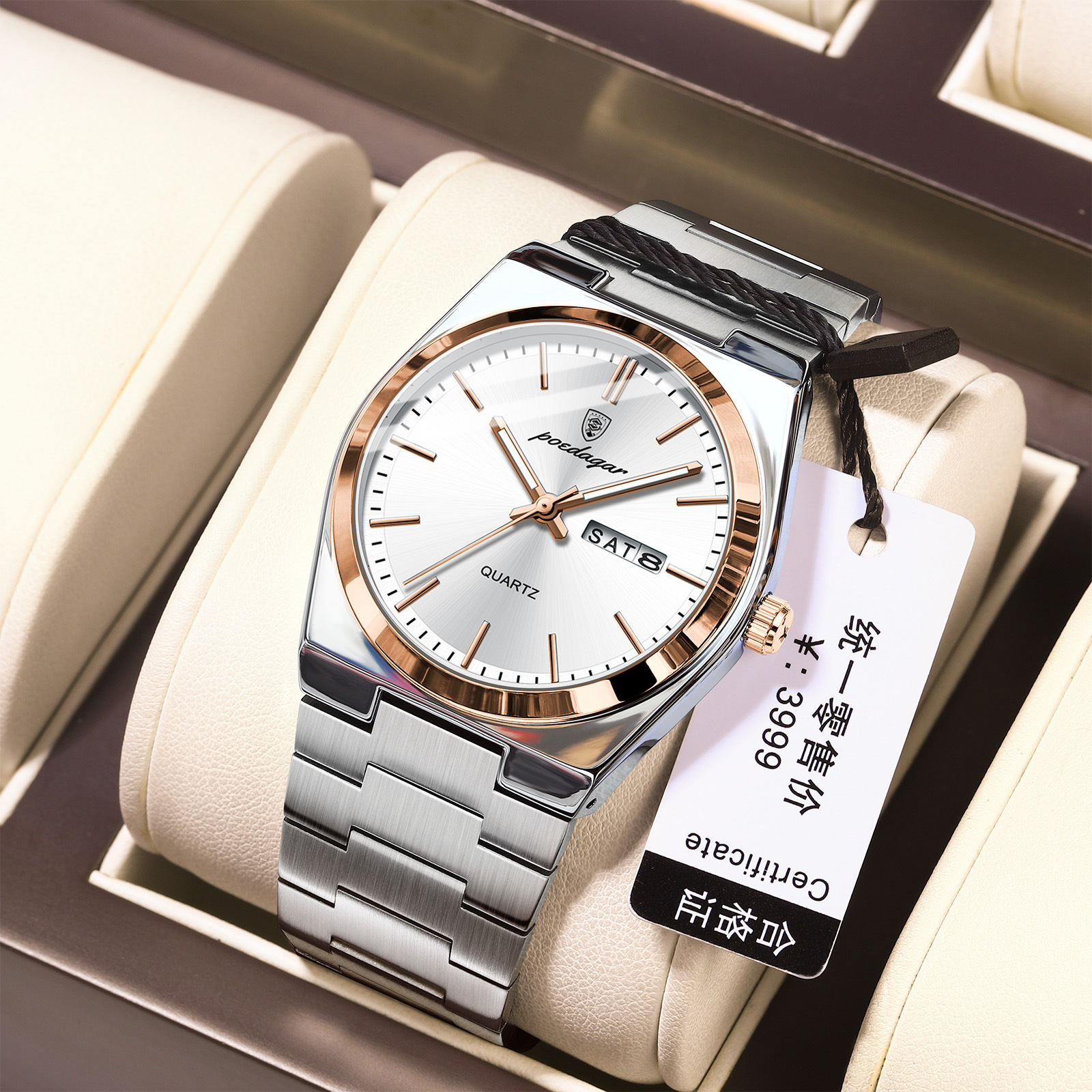 Picture of POEDAGAR 930 Luxury Watch For Men Waterproof Luminous Date Week Stainless Steel Men Watch Casual Quartz Men's Watch- Watch For Men