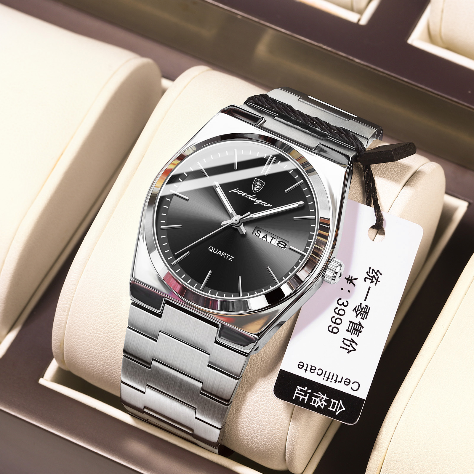 Picture of POEDAGAR 930 Luxury Watch For Men Waterproof Luminous Date Week Stainless Steel Men Watch Casual Quartz Men's Watch- Watch For Men