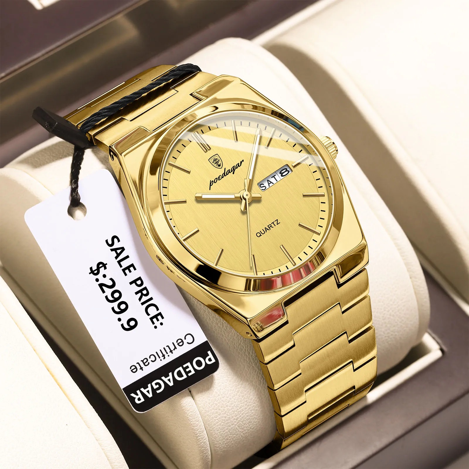 Picture of POEDAGAR 930 Luxury Watch For Men Waterproof Luminous Date Week Stainless Steel Men Watch Casual Quartz Men's Watch- Watch For Men