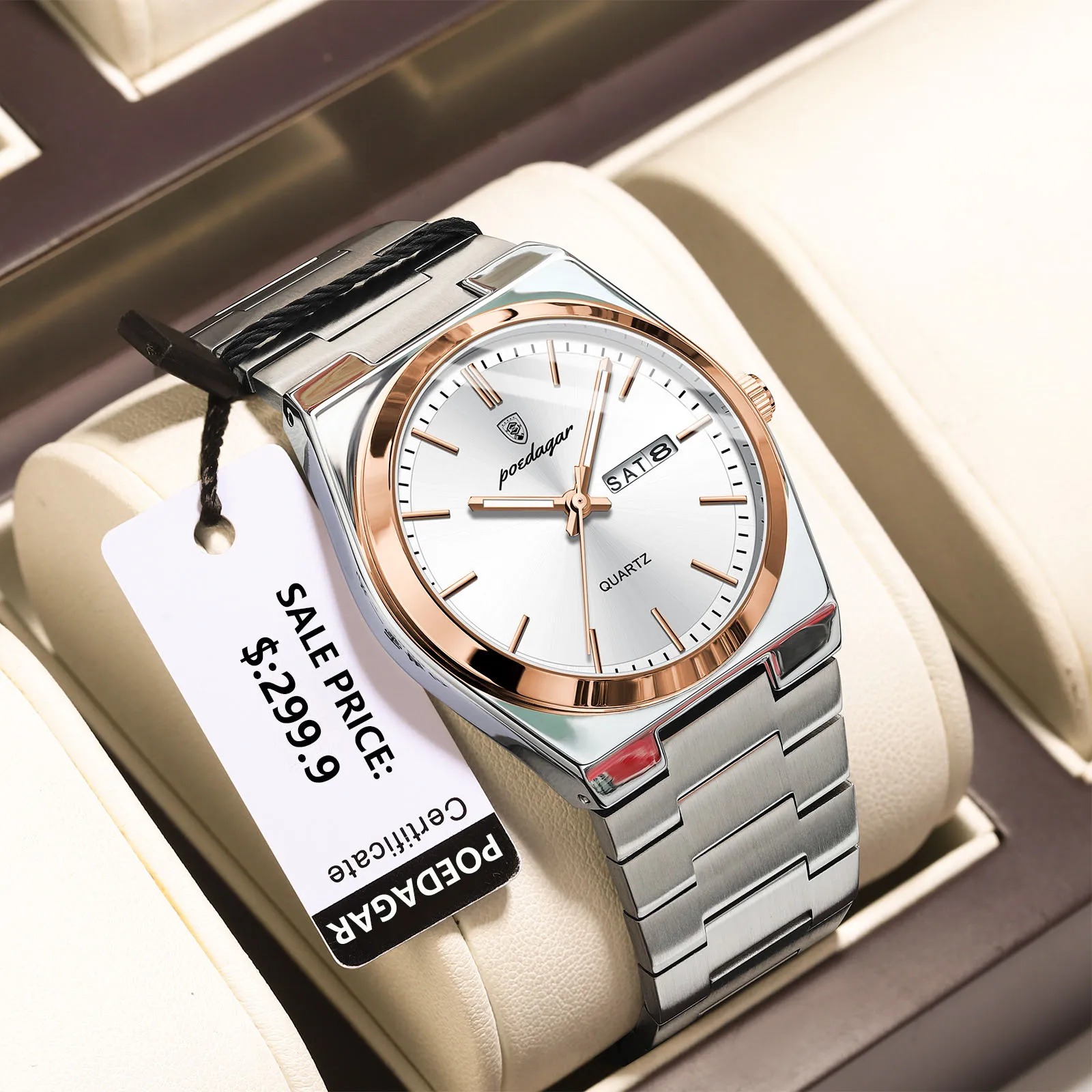 Picture of POEDAGAR 930 Luxury Watch For Men Waterproof Luminous Date Week Stainless Steel Men Watch Casual Quartz Men's Watch- Watch For Men