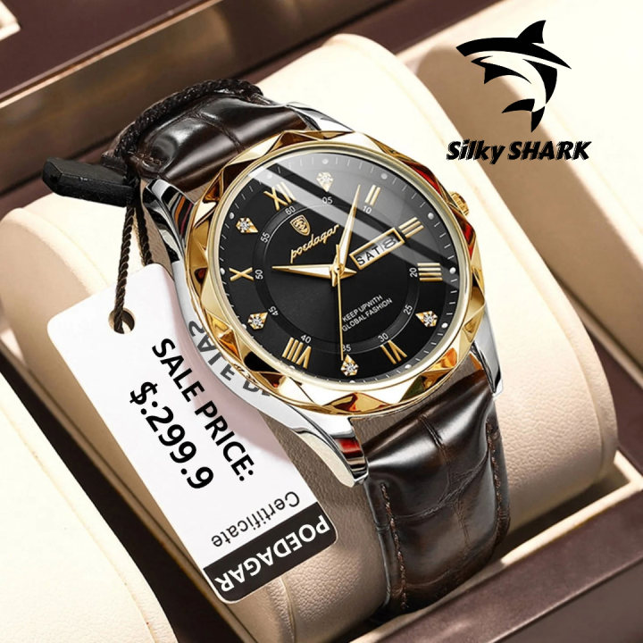 Picture of POEDAGAR 615-Leather Quartz Luxury Business Man Wristwatch Date Week Watch For Men