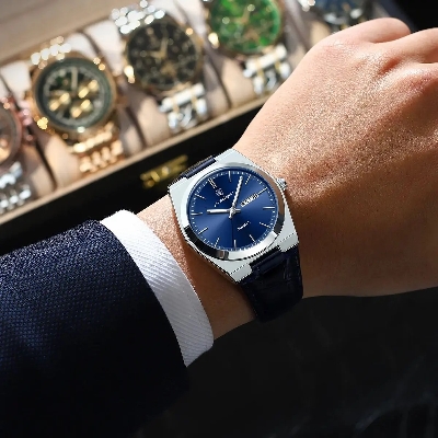 Picture of POEDAGAR 930L Men's Leather Quartz Watch - Water Resistant Business Luxury Fashion Wristwatch - Watch For Men - Watch