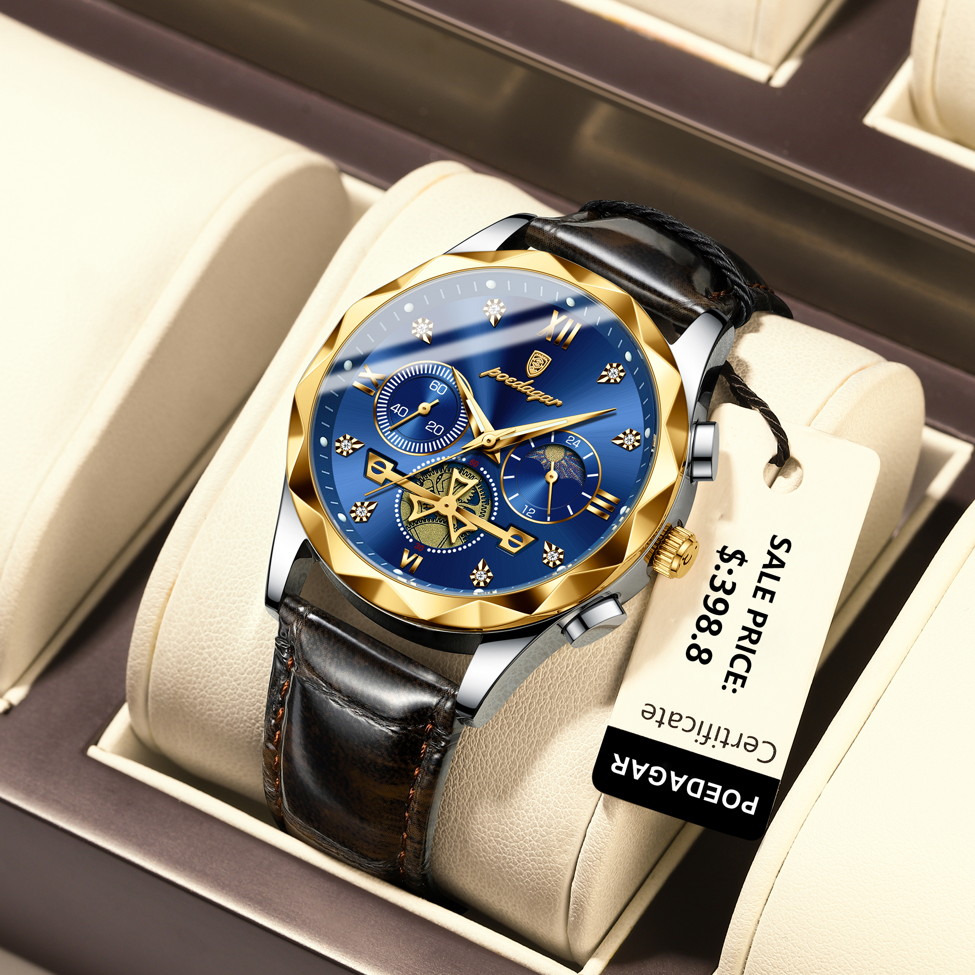 Picture of Poedagar 996L Luxury Watch for Men Sports Leather Men's Watches Waterproof Luminous Chronograph Men Quartz Watches - Watch For Men - Watch - Men Watch