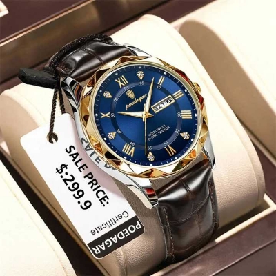 Picture of POEDAGAR Mens Quartz Watches Waterproof Luminous Dial Men Fashionable Wristwatches Artificial Leather Watch P615