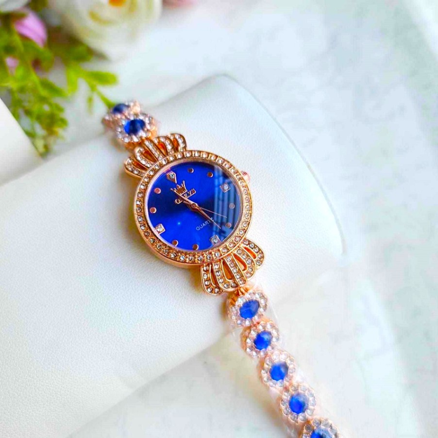 Picture of New Luxury Diamond Ladies Quartz Wrist Watch, Premium quality stylist colorful stone Fashionable Watch For Women - Watch -ঘড়ি