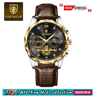 Picture of Poedagar 996 Leather Analog Watch for Men - Watch For Men - Watch - ঘড়ি