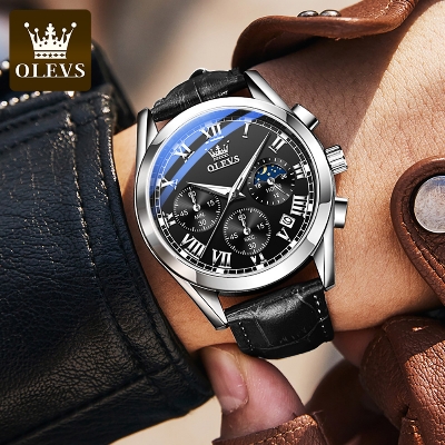 Picture of Olevs_Men Leather Date Function Luxury Smart Fitness Wrist Watch For Men