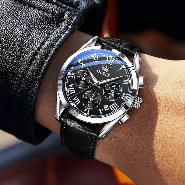 Picture of Olevs_Men Leather Date Function Luxury Smart Fitness Wrist Watch For Men